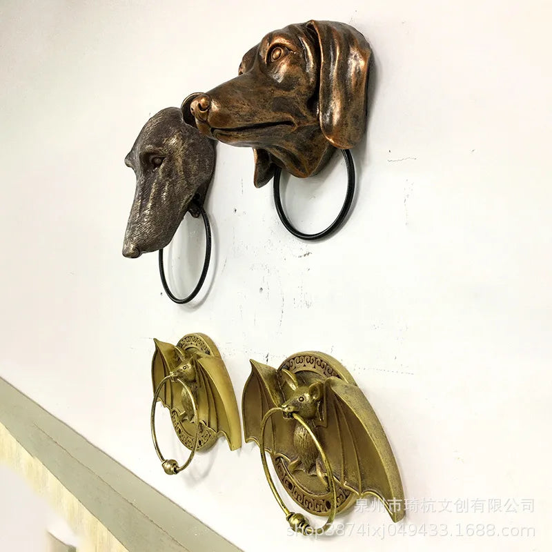 Afralia™ Dog Head Door Knocker Pendant Resin Wall Decoration, Courtyard Crafts