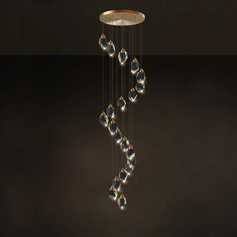 Afralia™ Crystal Stone Copper Chandelier - LED Postmodern 2025 Lighting for Staircase