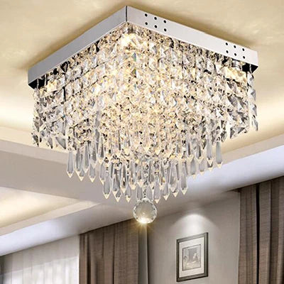 Afralia™ Mini Square Crystal Ball Chandelier LED for Dining Room Kitchen Island