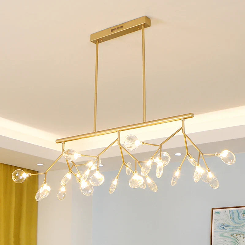 Afralia™ Linear Firefly Chandelier: Elegant Tree Branch Lighting for Home Decor