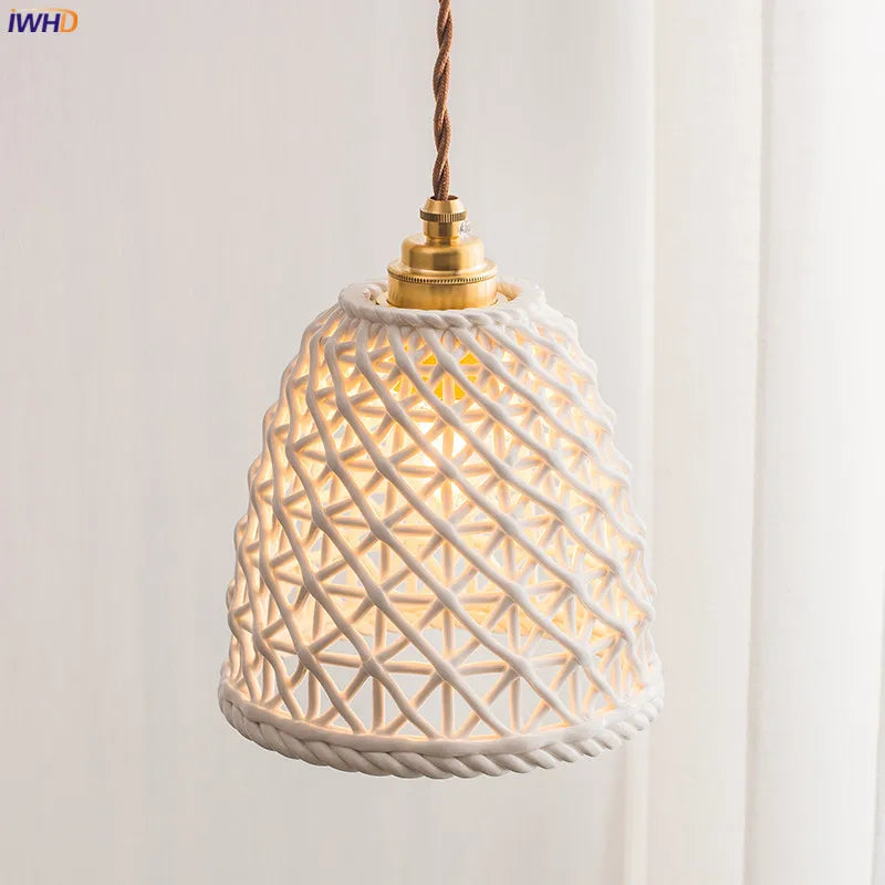 Nordic Ceramic Pendant Lamp for Bedroom Living Room by Afralia™