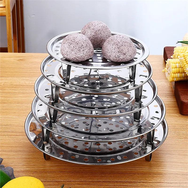 Afralia™ Stainless Steel Steamer Rack Pot Cooker Stand Tray Kitchen Cooking Gadget