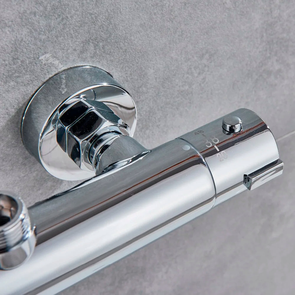 Afralia™ Chrome Thermostatic Shower Faucet Mixer Tap for Bathroom Bathtub