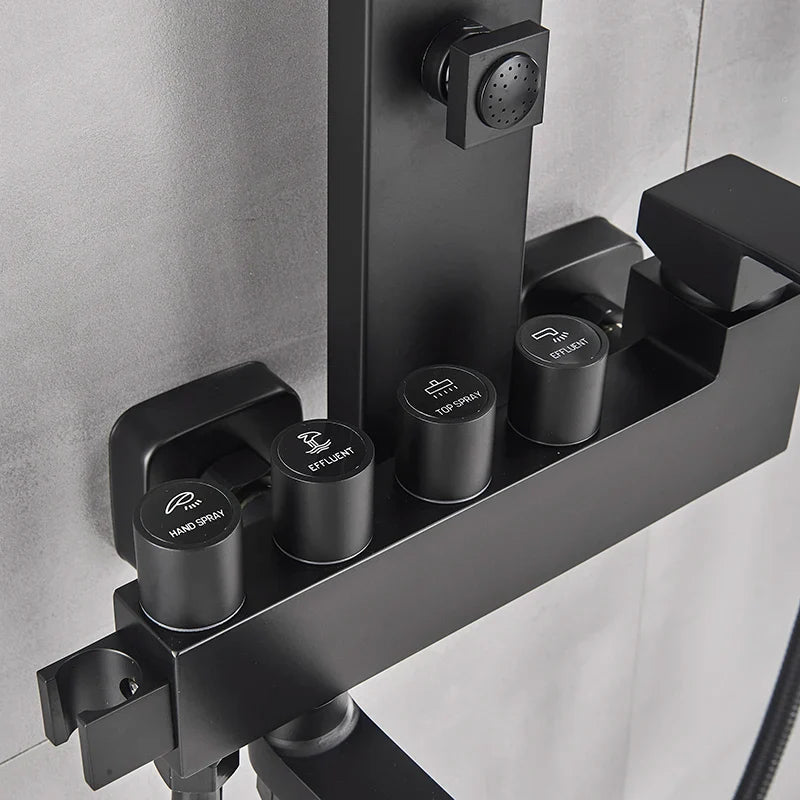 Afralia™ Matte Black Rainfall Shower & Bathtub Faucet Set with Bidet Feature