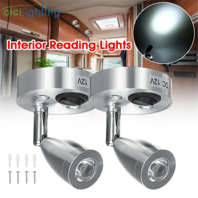 Afralia™ LED Spot Reading Light 2pcs DC12V 3W 6000K Cold White for RV Caravan Camp Boat