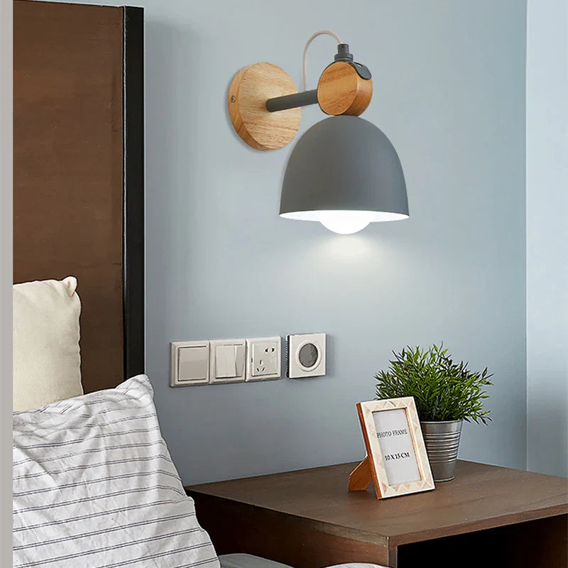 Afralia™ Nordic Wood and Iron Adjustable LED Wall Lamp for Indoor Living Spaces