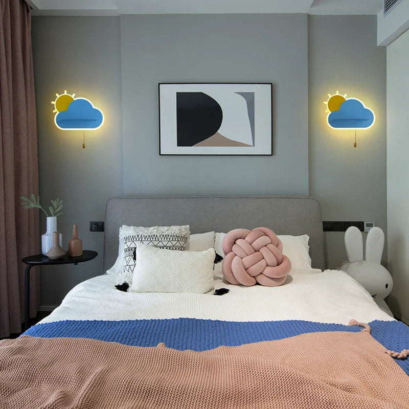 Afralia™ Cloud Wall Lamps: Modern Kids Room Lighting with Switch, Children's Bedroom Decor