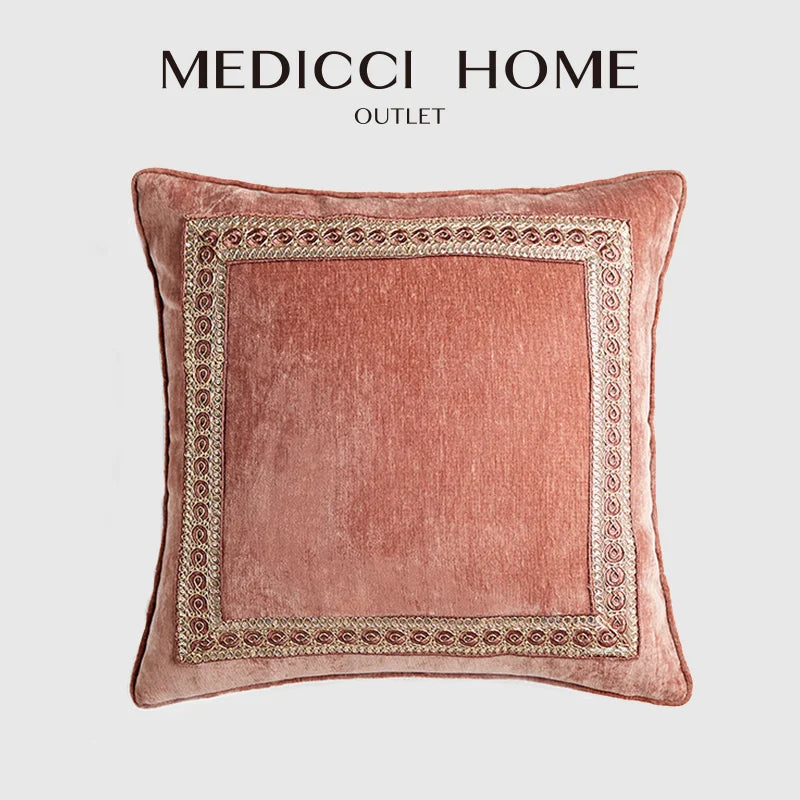 Afralia™ Lotus Pink European Style Pillow Cover with Vintage Tassels