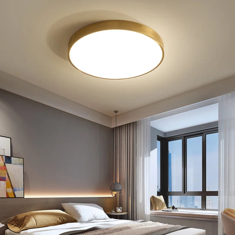 Afralia™ Copper Thin LED Round Ceiling Light for Bedroom, Living Room, and Dining Room