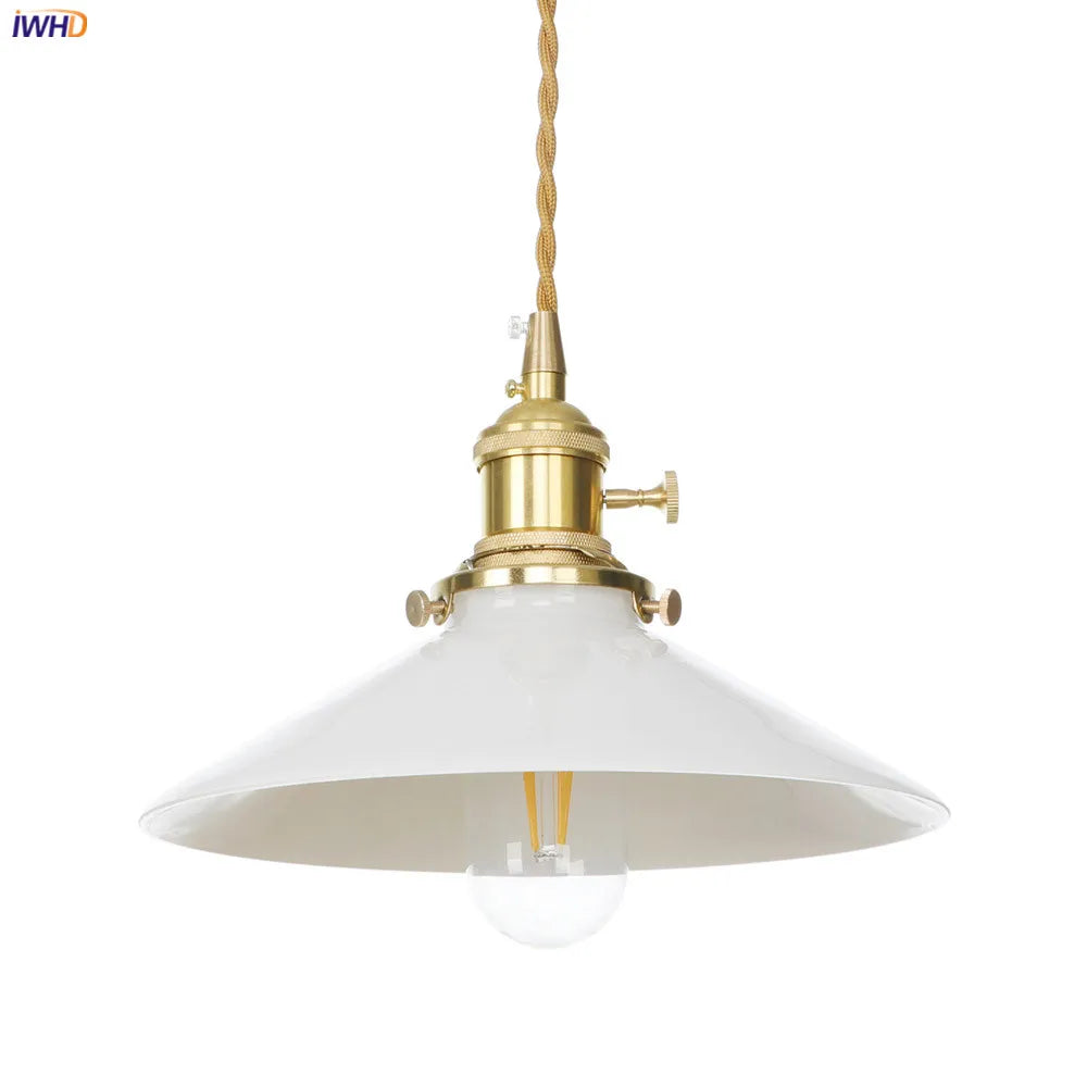 Afralia™ Nordic White Glass Pendant Lights with Japan Copper Finish