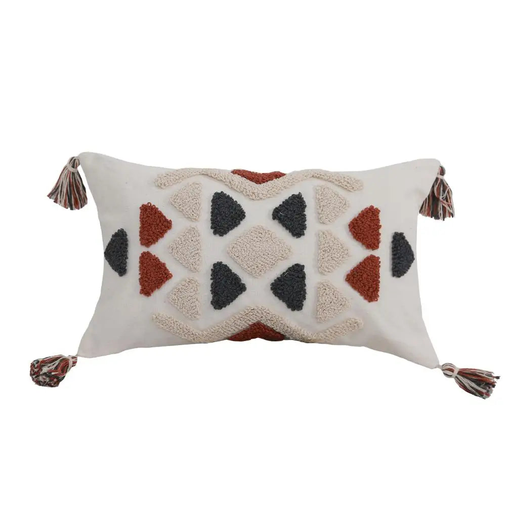 Afralia™ Boho Style Embroidered Pillow Cover with Tassels for Living Room & Bedroom