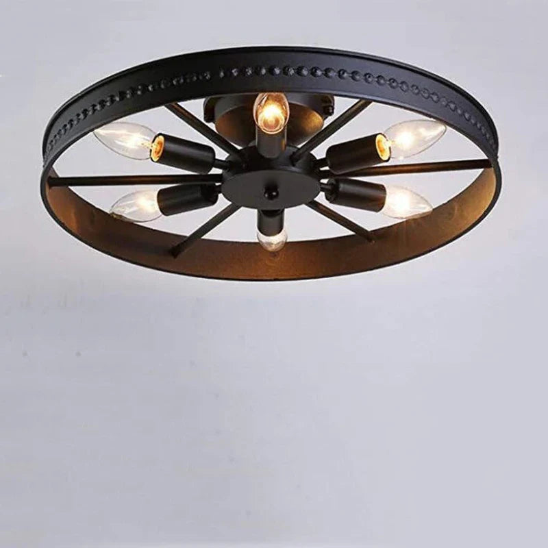 Afralia™ Round Iron Ceiling Lamp for Living Room, Dining Room, Bedroom & Study