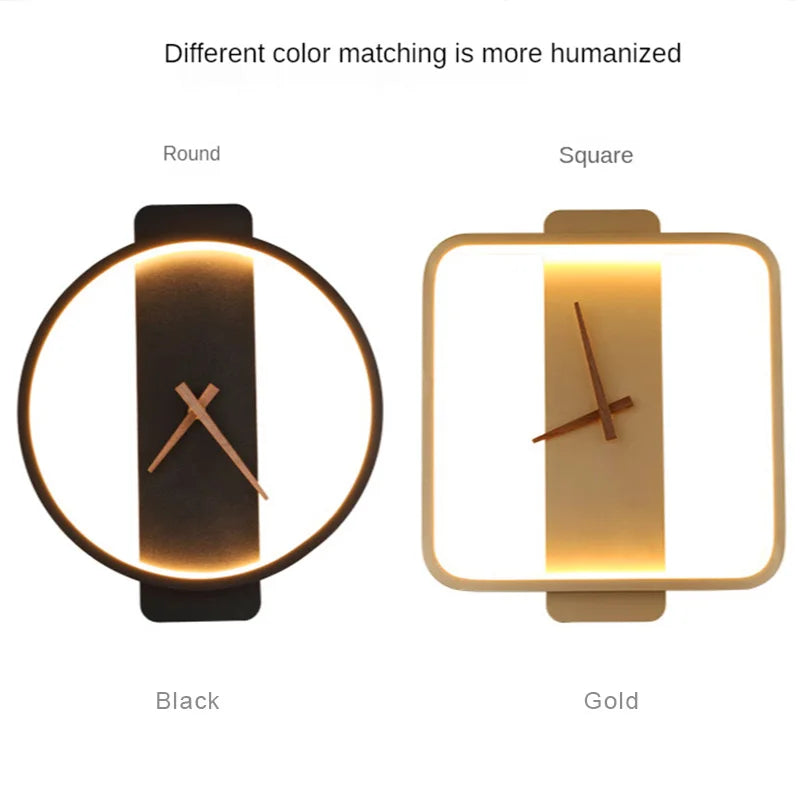 Afralia™ LED Wall Lamp Wall Clock Modern Design Nordic Luxury Simple For Hotel Bedside