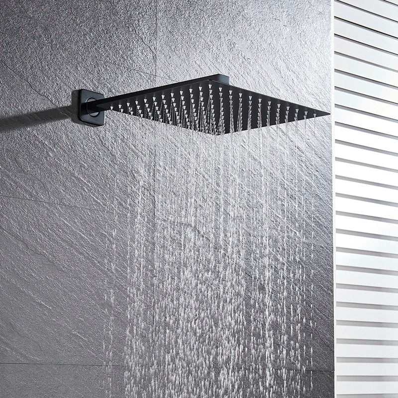 Afralia™ Ultrathin Matte Black Rainfall Shower Head Set, 8/10/12 inch, Wall Mounted