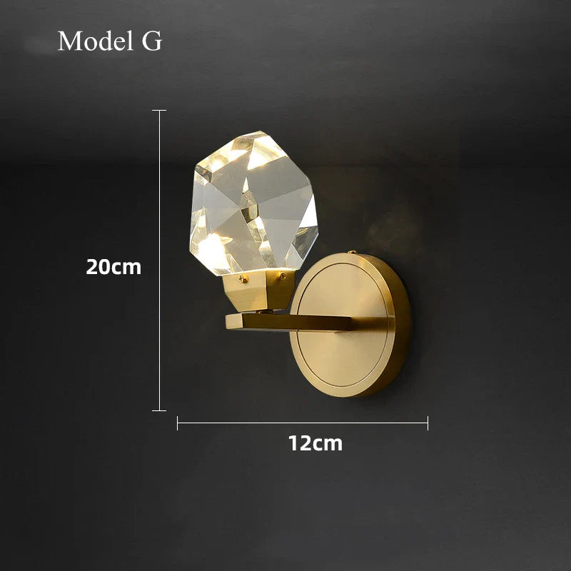 Afralia™ Crystal LED Wall Sconce Copper Light Fixture for Modern Luxury Home Decor