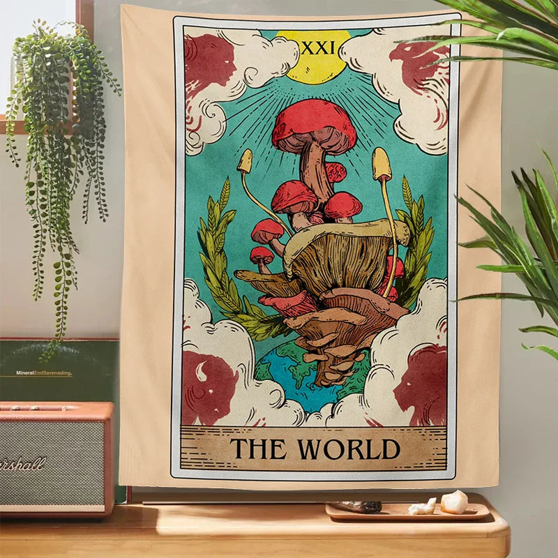 Afralia™ Tarot Mushroom Tapestry Wall Hanging: Hippie Bohemian Psychedelic Home Decor