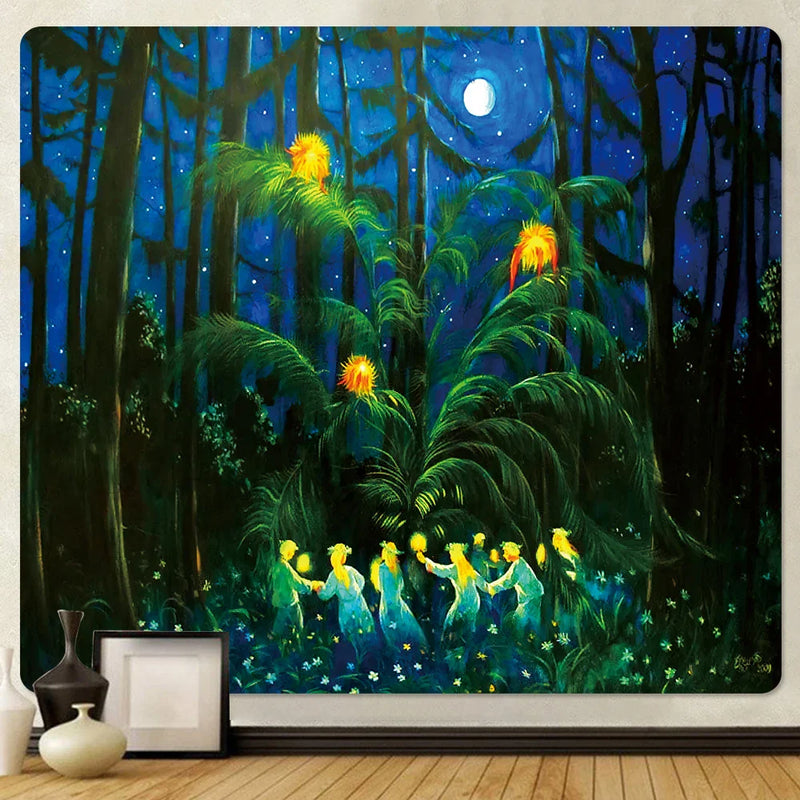 Afralia™ Magic Forest Elf Tapestry Bohemian Wall Art Deco for Home Decor