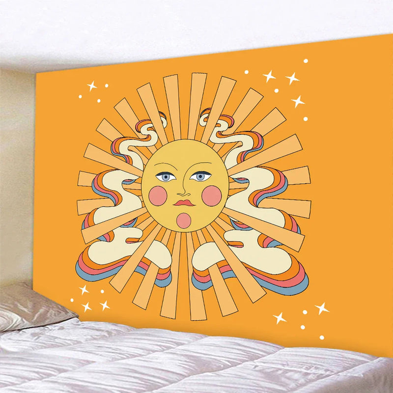 Afralia™ Psych Sun Mandala Tapestry: Hippie Boho Yoga Wall Hanging