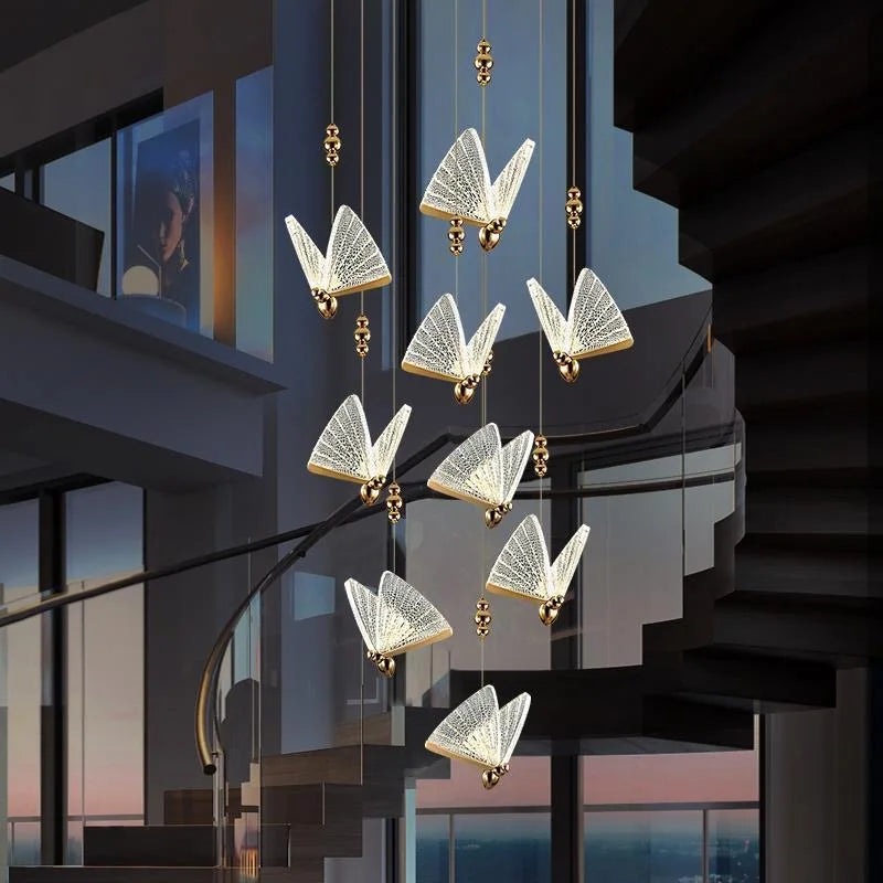 Afralia™ Butterfly Pendant Lamps: Modern Luxury Lighting Fixtures for Staircase, Bedroom, and Aisle