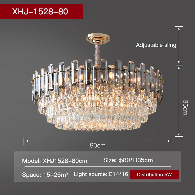 Afralia™ Round Crystal Kitchen Living Room Ceiling Lamp Atmospheric Modern Dining Bedroom Light