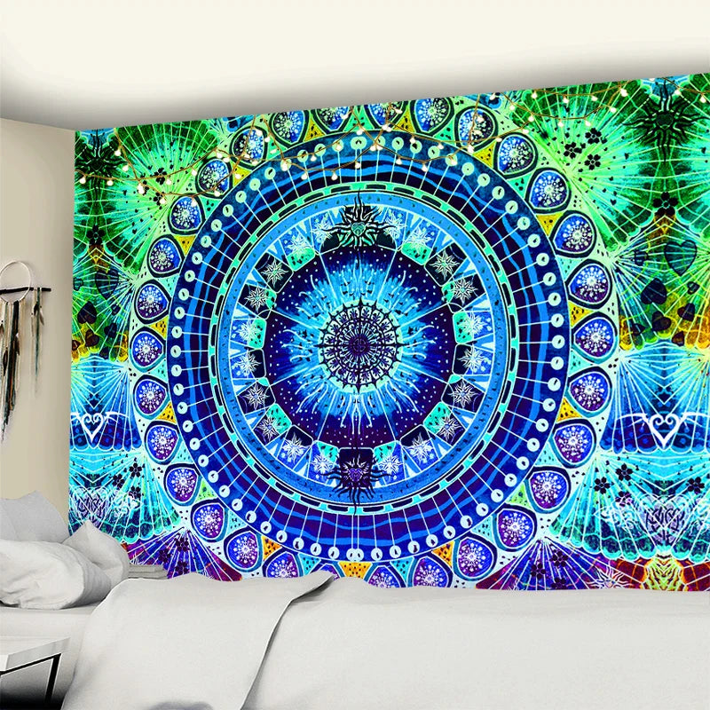 Afralia™ Grey Mandala Carpet Tapestry Wall Hanging Decor Hippie Yoga Mat Tapestries