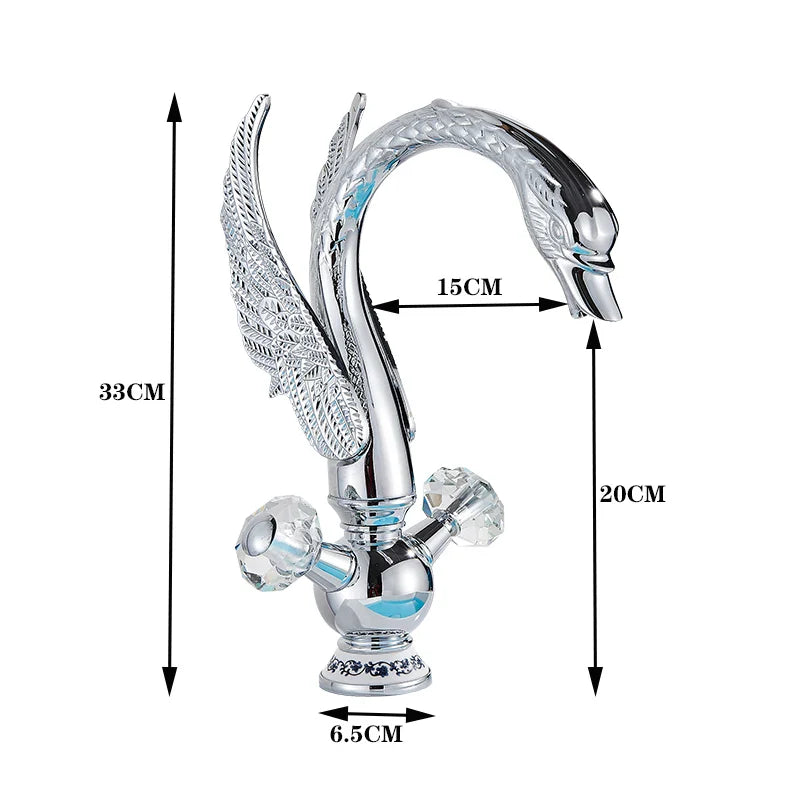 Afralia™ Golden Swan Crystal Handle Basin Faucet - Deck Mount Luxury Bathroom Mixer