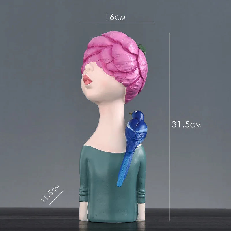 Afralia™ Resin Flowering Girl Statue | Nordic Ins Style Home Decor Angel Figure