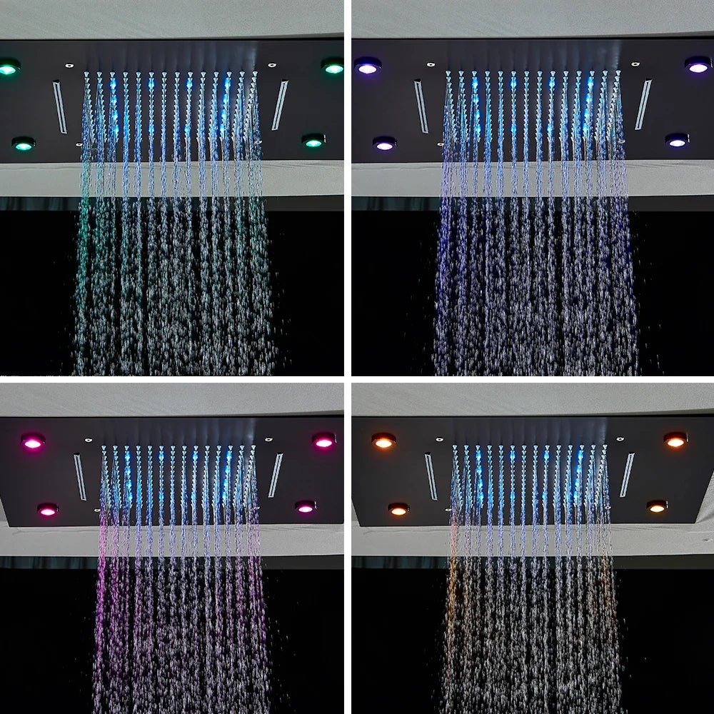 Afralia™ LED Rainfall Shower Head Ceiling Mount Large Size for Bathroom Shower
