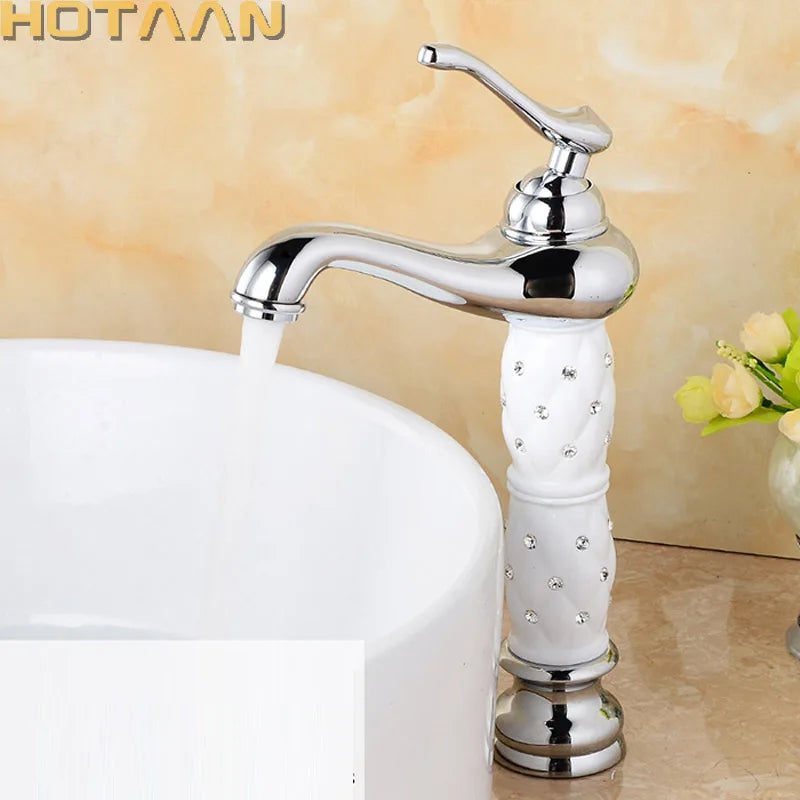Afralia™ White Brass Basin Faucet Cold Hot Water Sink Tap Mixer
