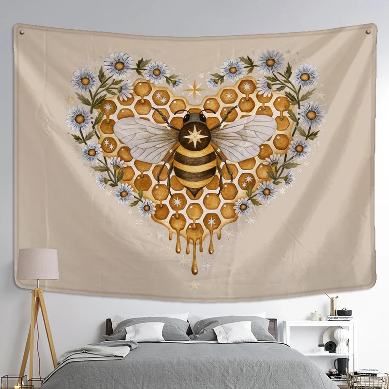 Afralia™ Bee Daisy Wall Hanging: Bohemian Hippie Witchcraft Plant Dorm Decor