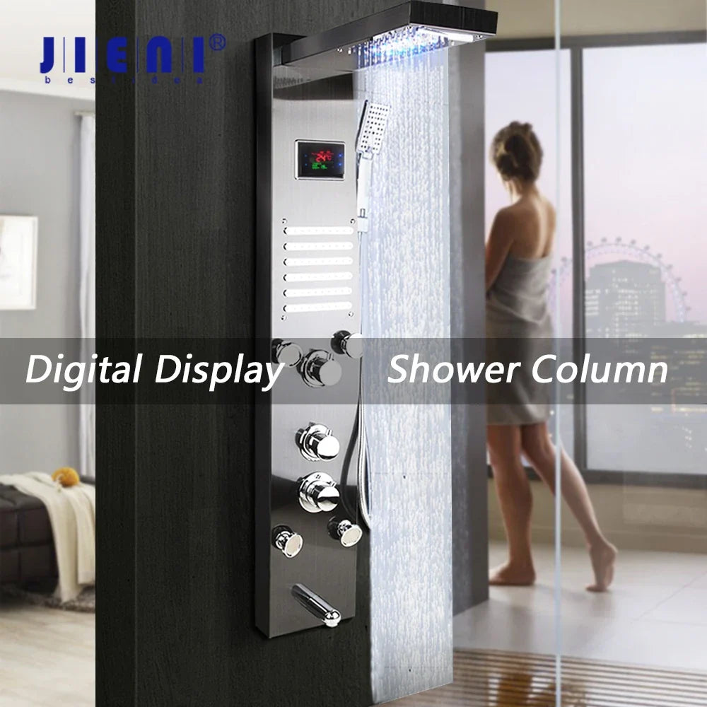Afralia™ LED Panel Bath Faucet with Digital Display and Massage Spa Jets