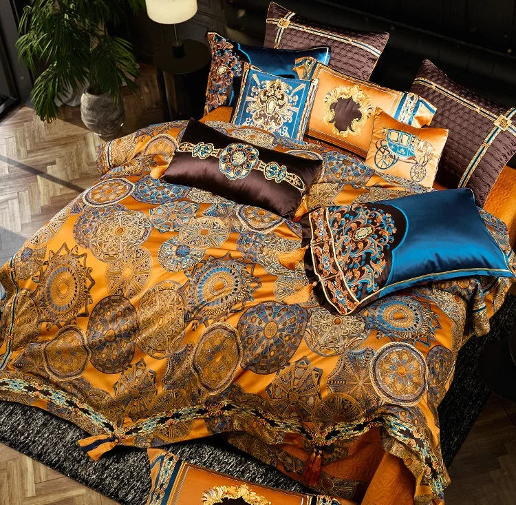 Afralia™ European Brocade Bedding Set with Jacquard Embroidery, Egyptian Cotton Material
