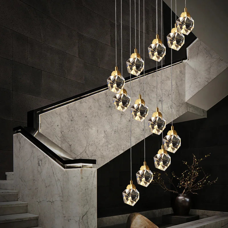 Afralia™ Nordic Crystal Chandelier for Duplex Villa Stair Living Dining Exhibition Hall