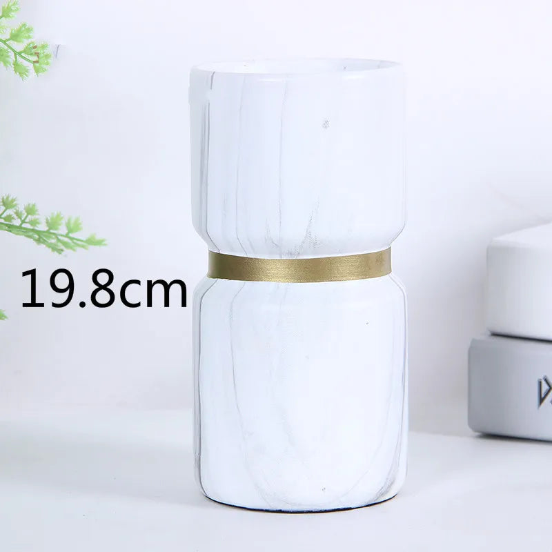 Afralia™ Nordic Marble Vase with Golden Rim - Modern Ceramics Home Decor