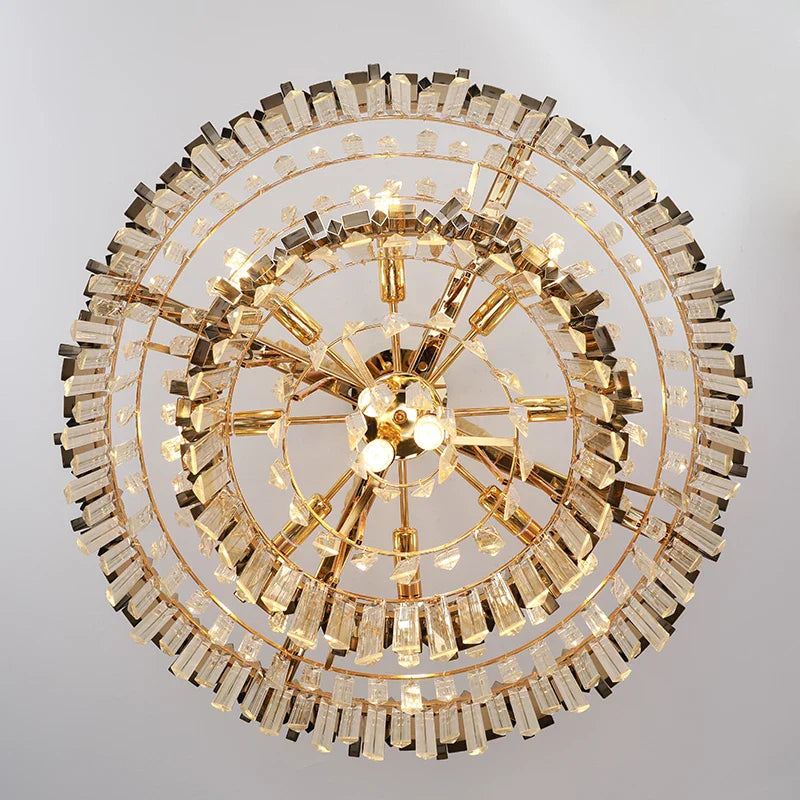 Afralia™ Gold Metal Crystal Chandelier Pendant with G9 Led Bulb