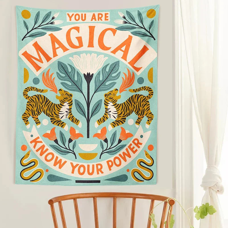 Tiger Flower Tapestry Wall Hanging for Room Decor - Afralia™ Magic Tapestries Snake Tiger