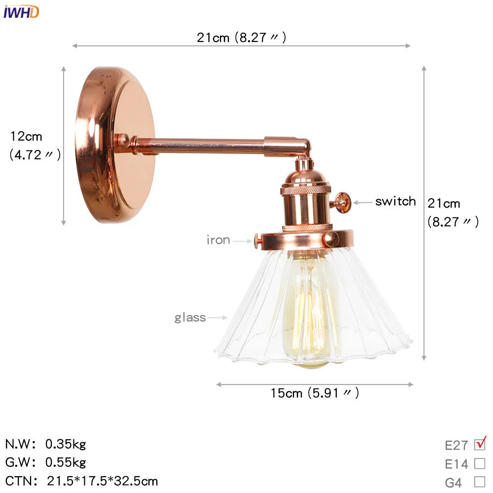 Afralia™ White Ceramic LED Wall Sconce Switch Rose Gold Bedroom Stair Mirror Light