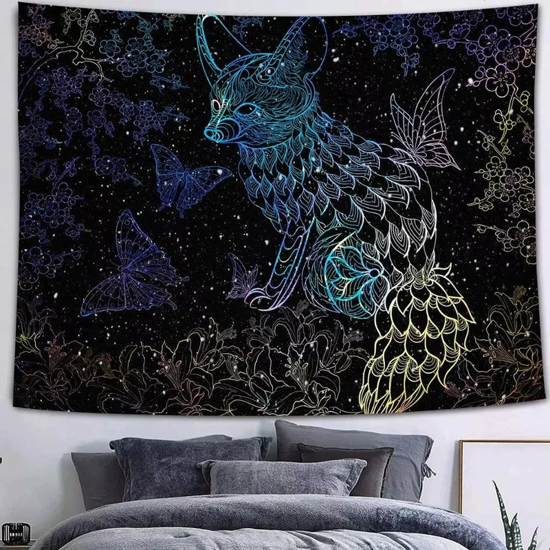 Afralia™ Psychedelic Galaxy Elk Wall Hanging Anime Tapestry