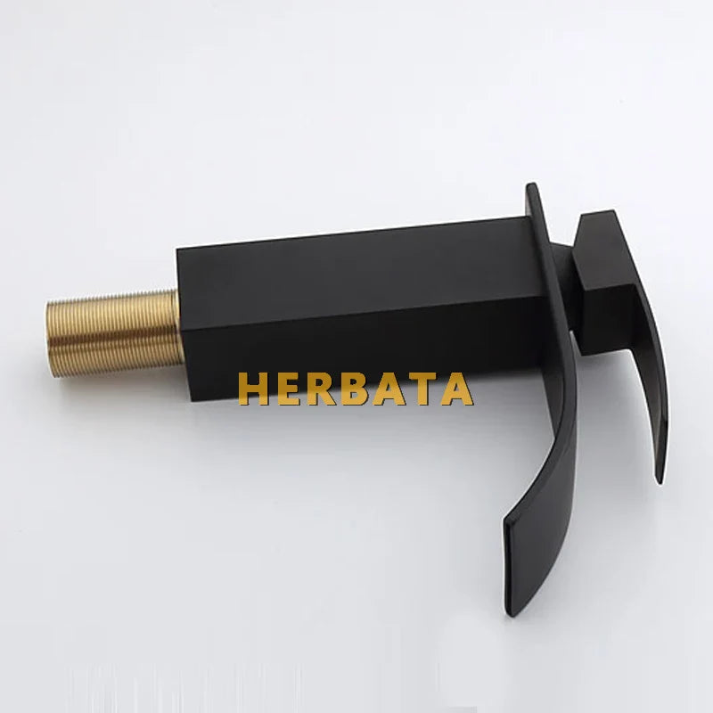 Afralia™ Square Waterfall Basin Faucet Chrome Brass Mixer Hot Cold Tap Vanity Sink