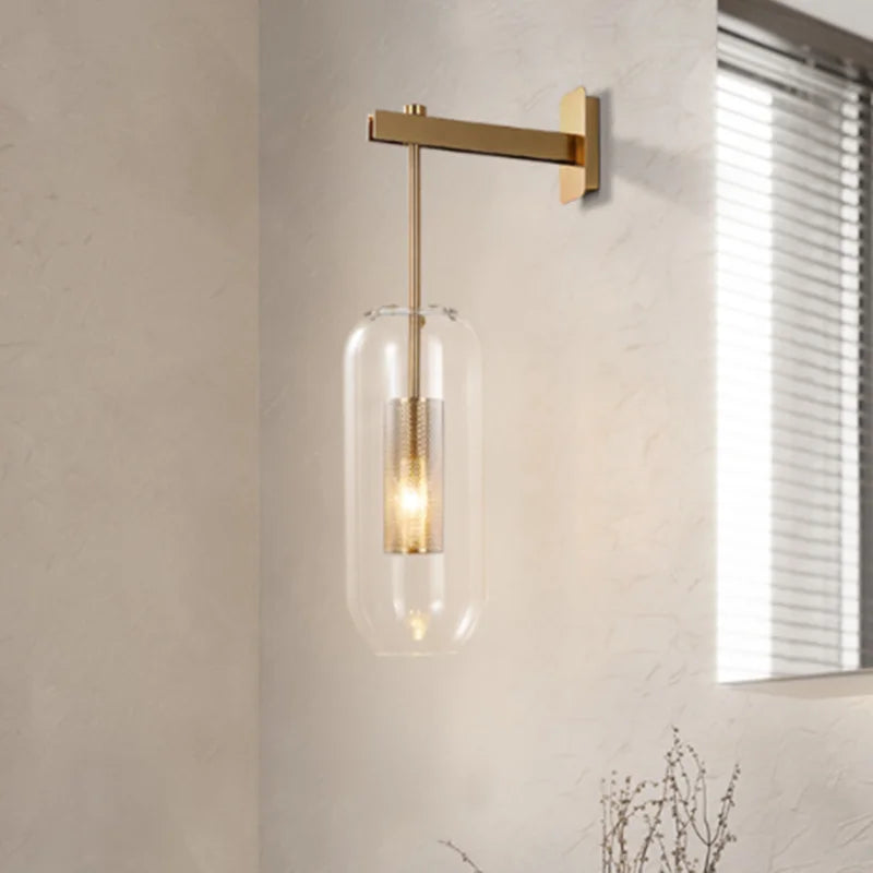 Afralia™ Gold Glass Wall Lamp: Post-modern E14 Industrial Sconce for Home Decor