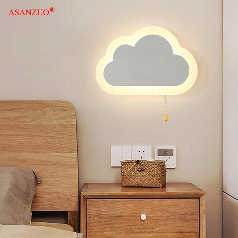 Afralia™ LED Cloud Wall Lamp Acrylic&Iron Sconce for Kids' Bedroom, Living Room