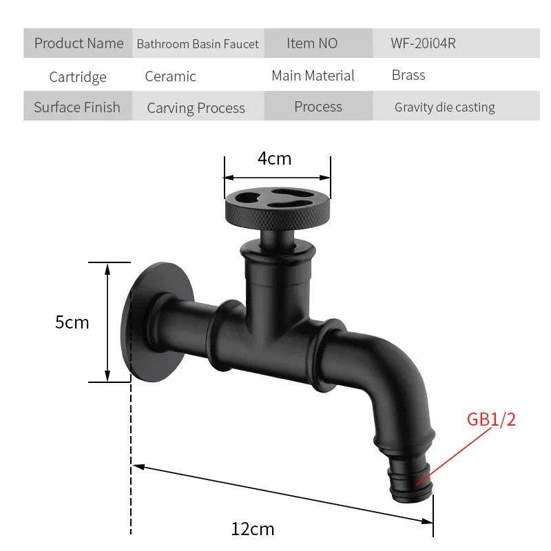 Afralia™ Matte Gold Retro Euro Bibcock Faucet for Washing Machine, Toilet, Mop, and Outdoor Garden