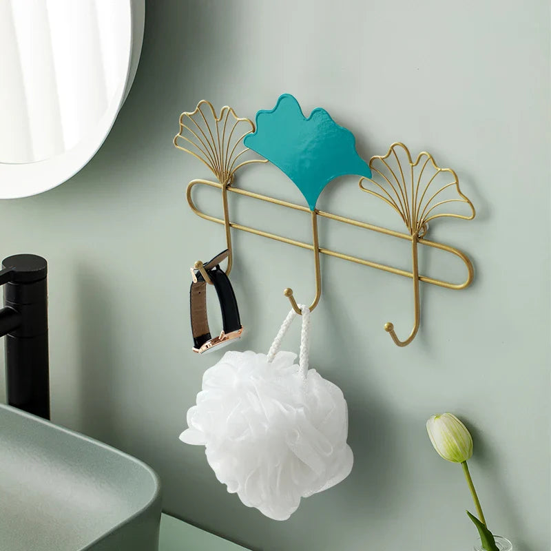 Afralia™ Metal Leaf Wall Coat Hook Hanger - Nordic Style Iron Art Rack