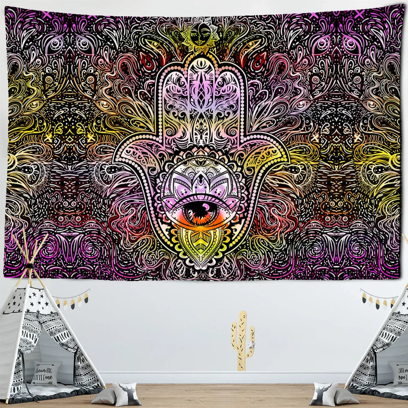 Afralia™ Psychedelic Sun Eyes Tapestry Wall Hanging for Colorful Living Room Decor