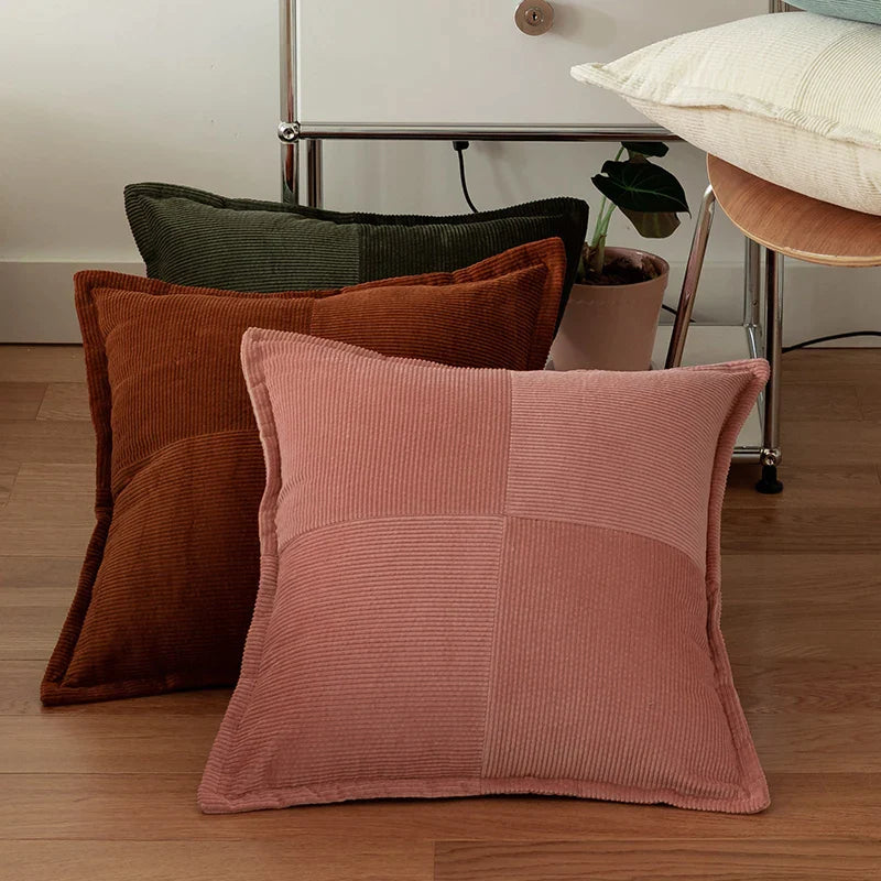 Afralia™ Corduroy Pillow Cover 45x45cm Modern Soft Solid Cushion for Home Sofa Bed