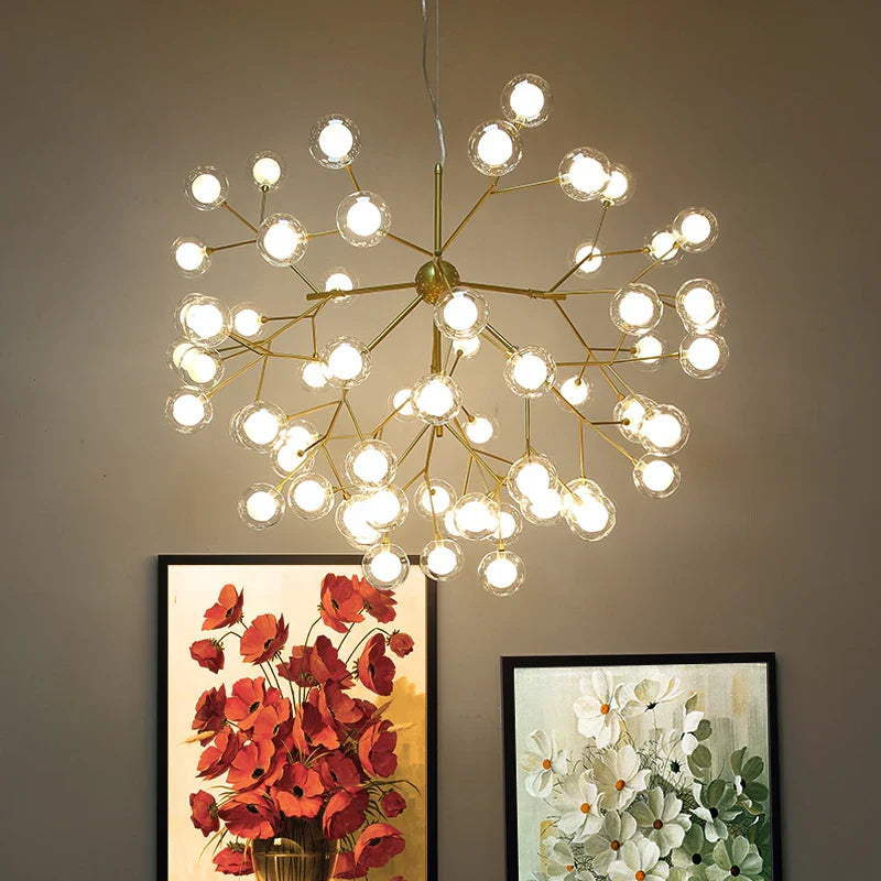 Afralia™ LED Firefly Sputnik Chandelier: Stylish Tree Branch Ceiling Lamp