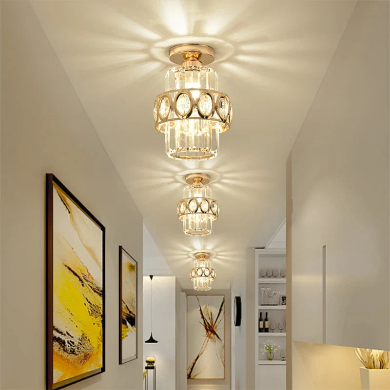 Afralia™ Small Crystal Ceiling Chandelier: Modern Luxury Lighting for Living Room, Porch, Dining, and Study.