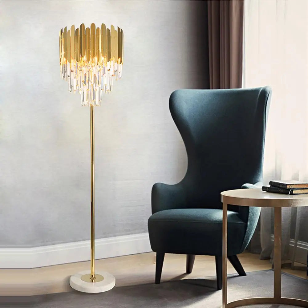 Afralia™ Postmodern Crystal Marble LED Floor Lamp for Bedroom