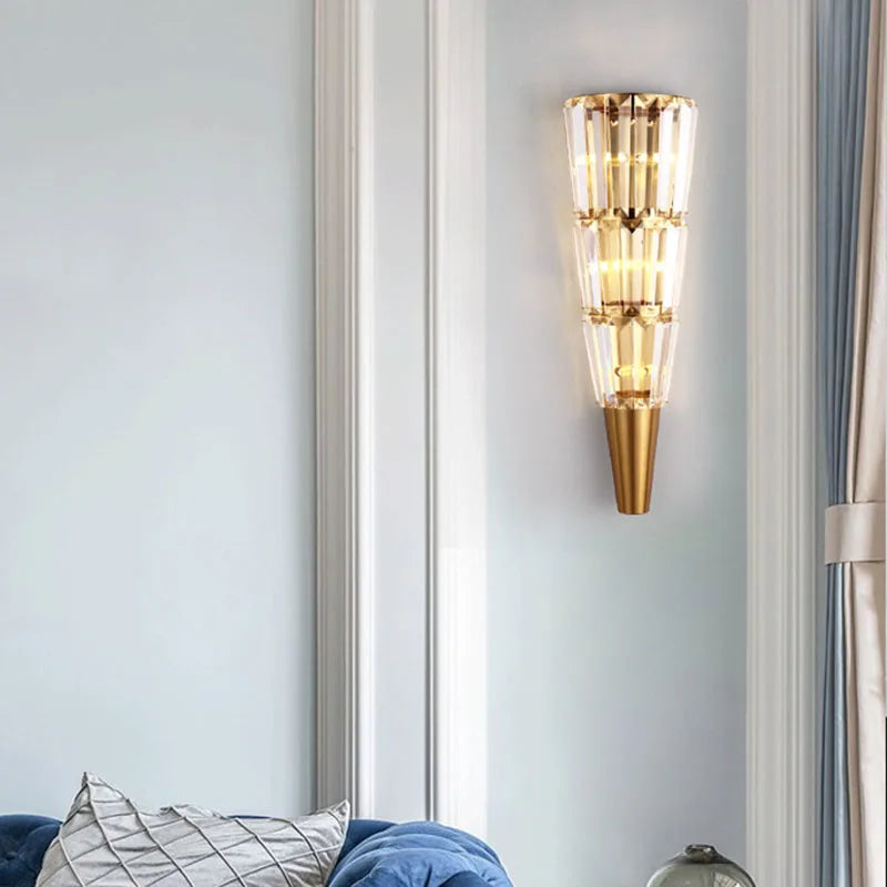 Afralia™ Crystal Torch Wall Lamp: Modern Light Luxury for Living Room, Bedroom, Study, Restaurant.