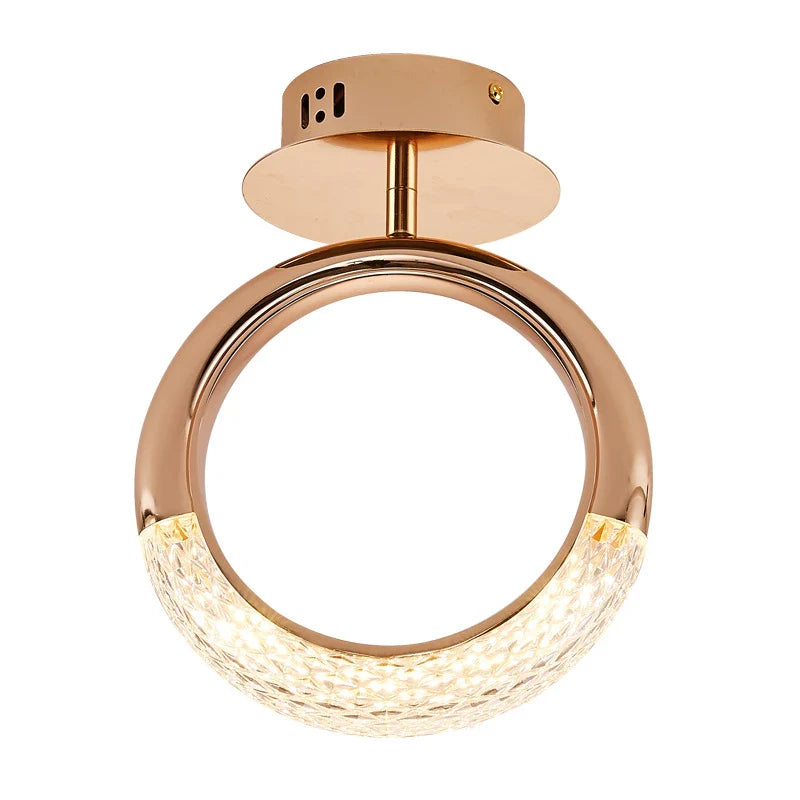 Afralia™ Rose Gold Alloy Ring Ceiling Lamp: Modern Nordic Design for Indoor Lighting